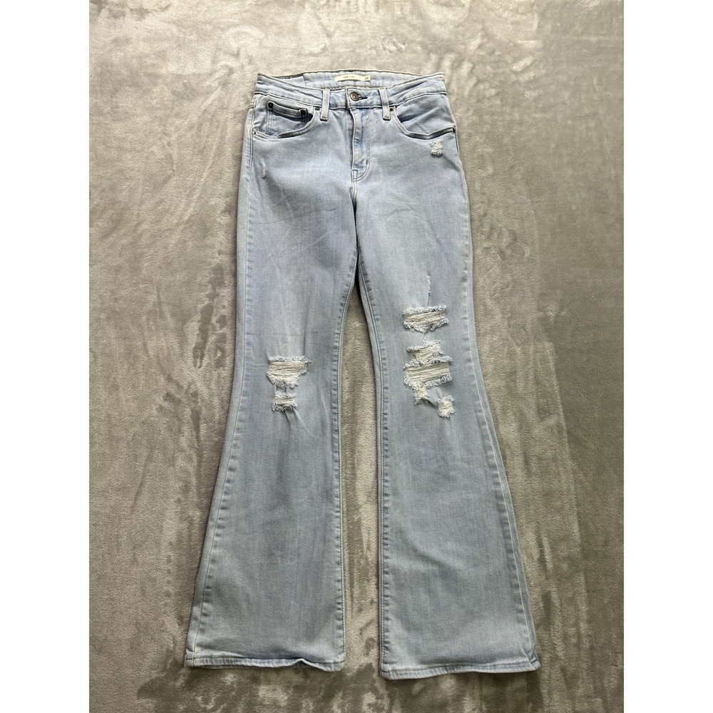 Levis Jeans 726 Flare Women Sz 28x32 Light Blue Boho Bell Bottom Western Cowgirl